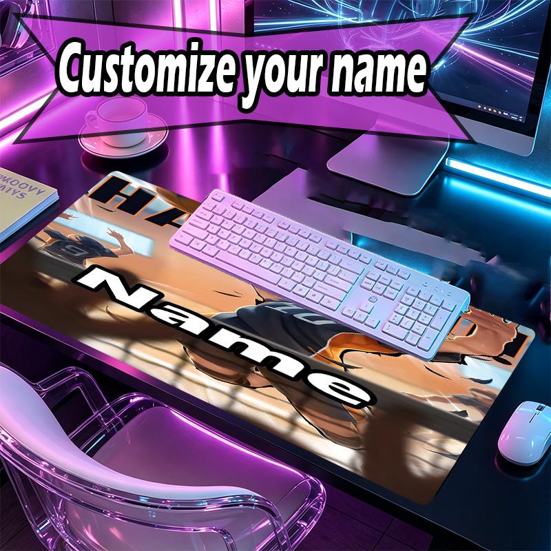 Custom Name Personalized Haikyu Pattern Mousepad, Laptop PC Desk Mat, Decorative Desk Mat for Home Keyboard Pad Gift