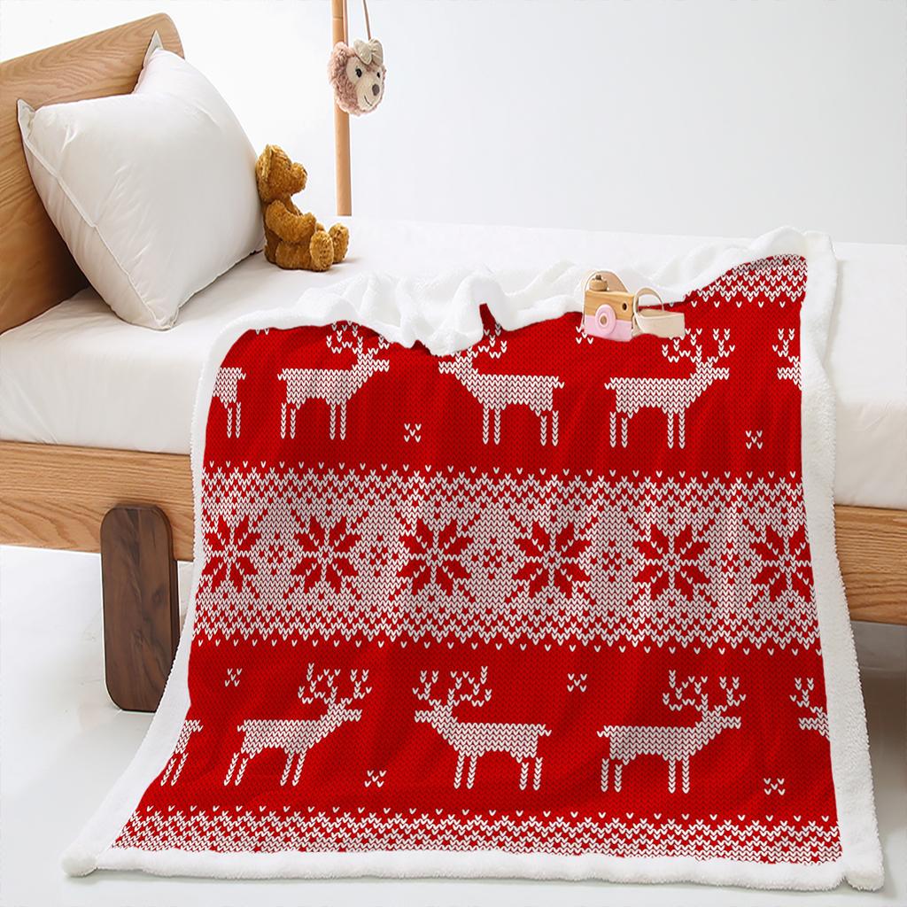 Blanket 2D Digital Printing Christmas Lamb Fleece Crystal Fleece Blanket Blanket