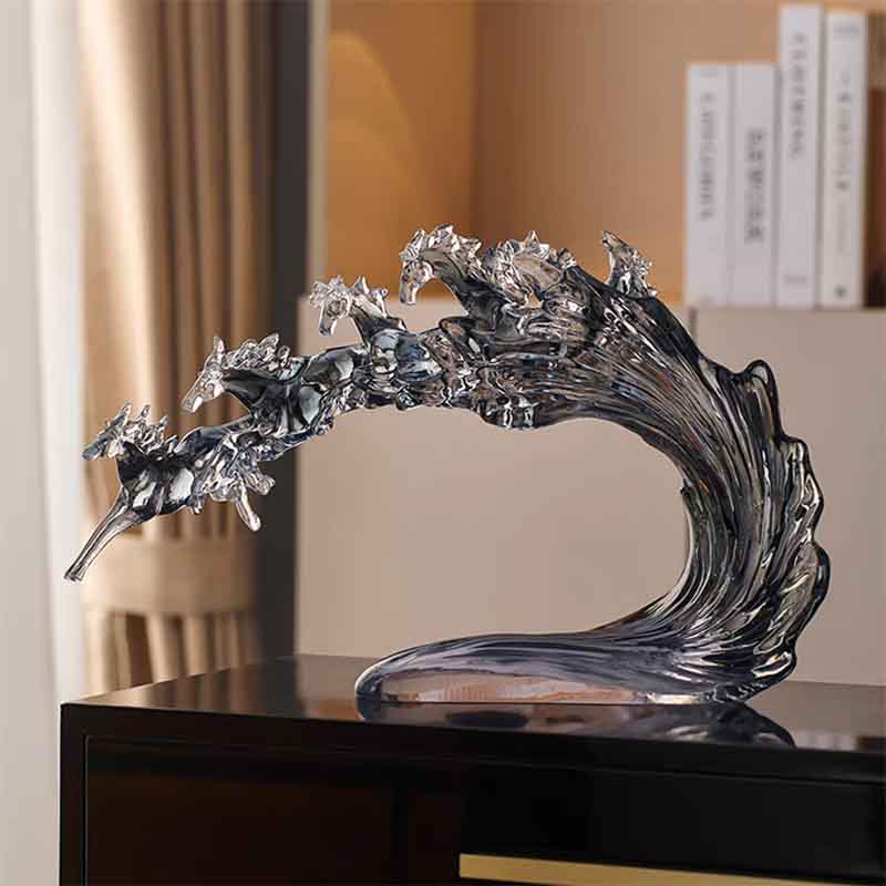 Transparent Resin Handicraft Horse Sculpture Ornaments Living Room TV Cabinet Desktop Decoration Creative Artworks Statue Gifts