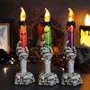 3PCS Set Gothic Skull Hand Candle Light Flame,Battery Operated Led Candle for Halloween Room Decor Party Horror Ambience Prop
