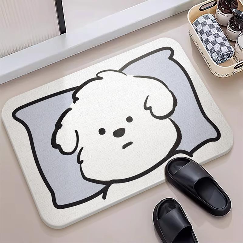 Cartoon hard diatom mud floor mat bathroom suction board non-slip quick-drying mat toilet door toilet floor mat foot mat