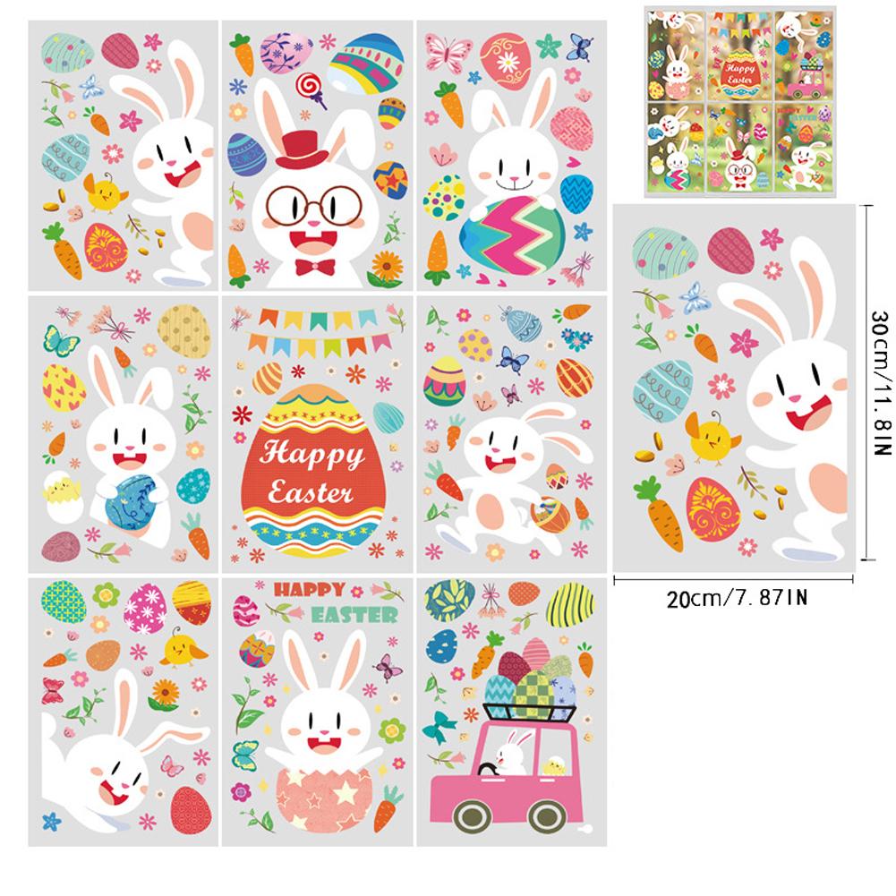 Cartoon Easter Eggs Window Stickers Self adhesive Wall Decals Party Supplies Gifts For Easter Holiday Decoration