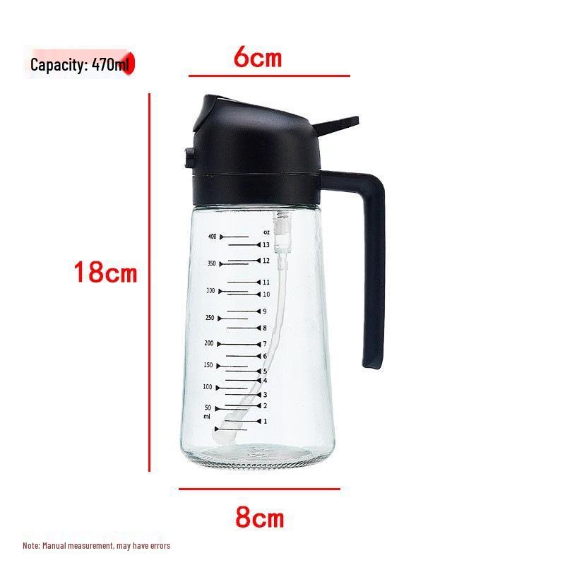 Large Capacity Leak-Proof Glass Oil Spray Bottle with Scale and Handle for Kitchen Use