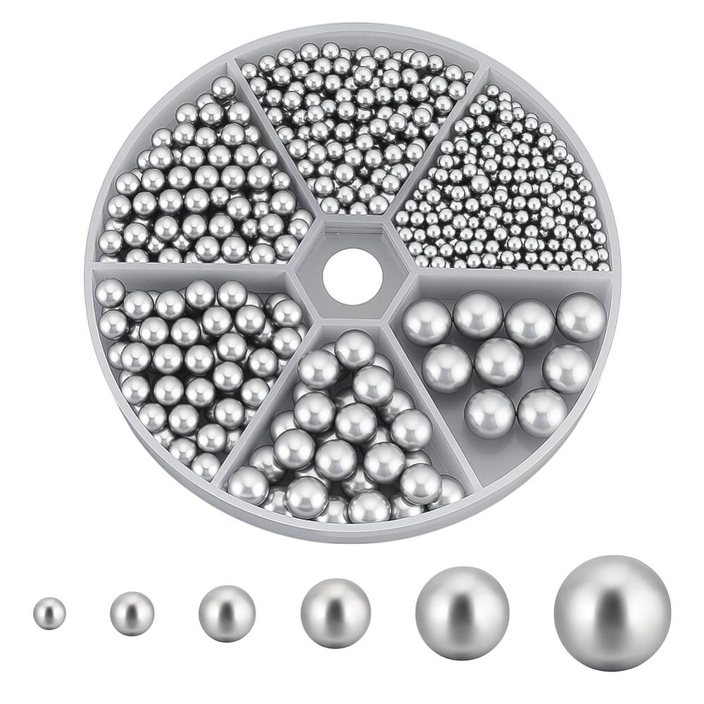 1set 1070pcs 6 Styles ABS Plastic Imitation Pearl Beads Round Matte Style No Hole/Undrilled Light Grey 3~10mm
