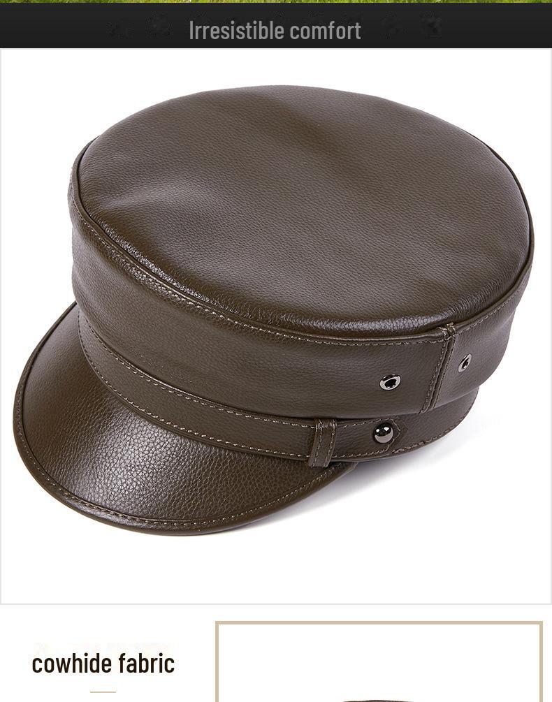 Unisex Kapitänsmütze aus echtem Leder: Deutsche Baskenmütze für Harley-Retro-Punk-Motorräder.