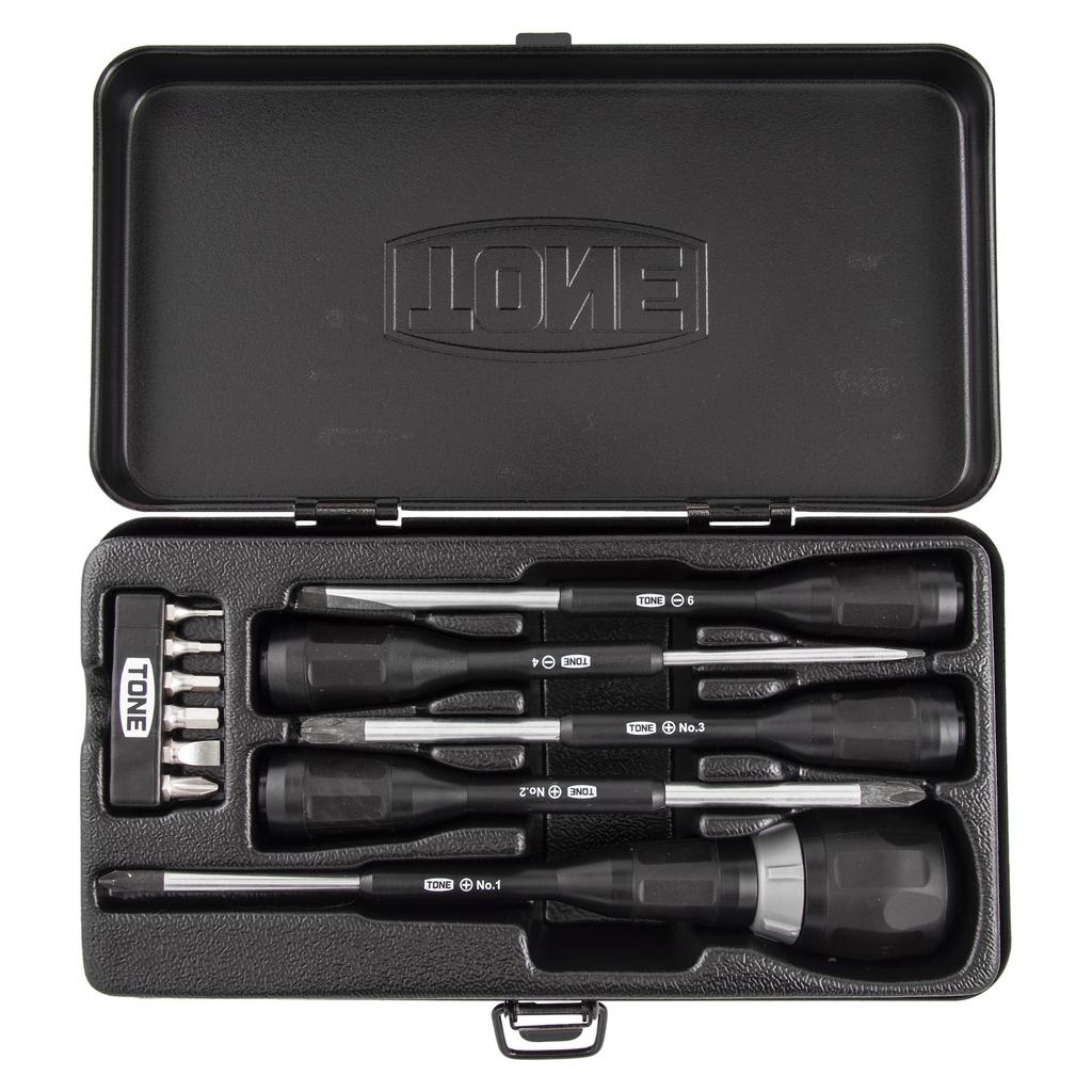 Tone RDBS11 Ball Ratchet Driver Set with Bit Set Inserts, Black, 11-Piece