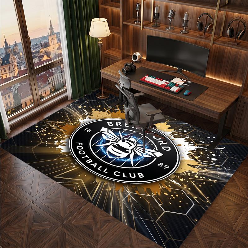 Brentford Football Print Crystal Velvet Rug, Comfortable Water Absorbent Non Slip Indoor Floor Carpet