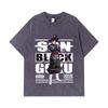 275 GSM Washed T-shirts 100% Cotton Dragon Ball V16 Black Goku Print Unisex Heavy Cotton T Shirt