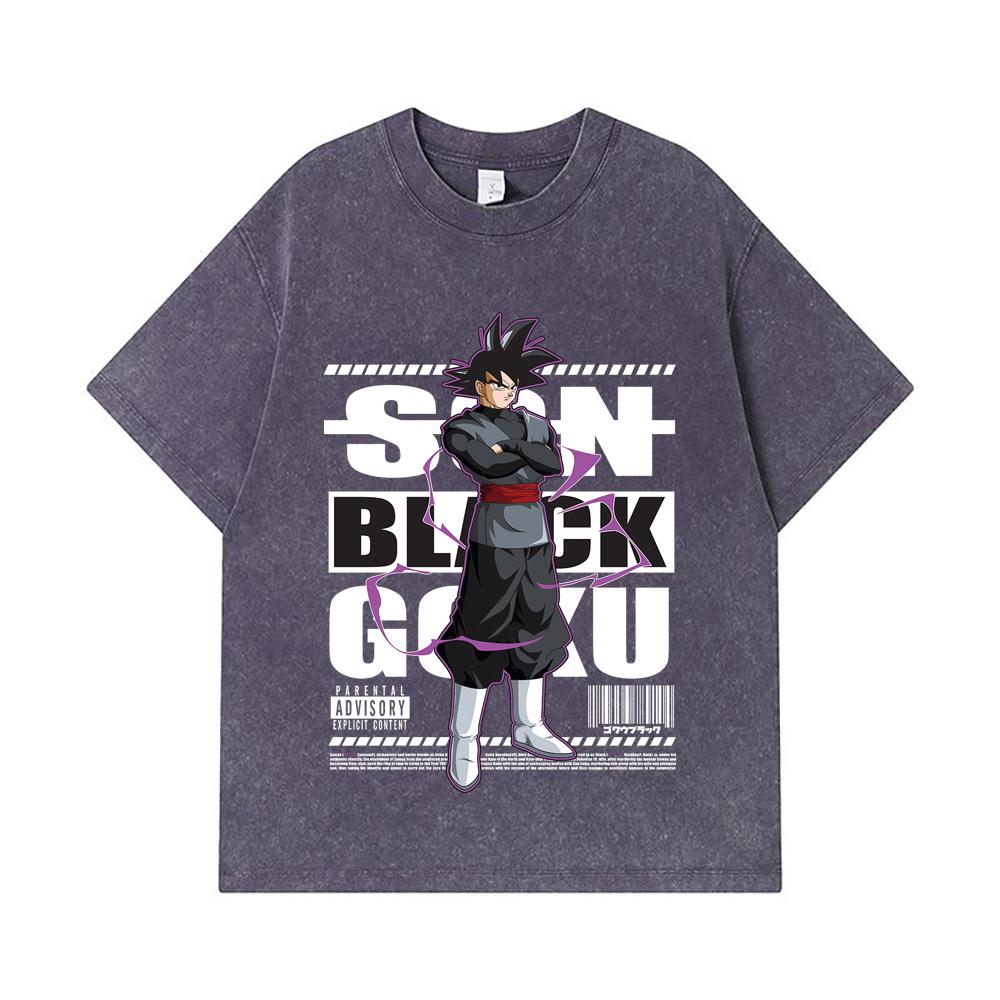 275 GSM Washed T-shirts 100% Cotton Dragon Ball V16 Black Goku Print Unisex Heavy Cotton T Shirt