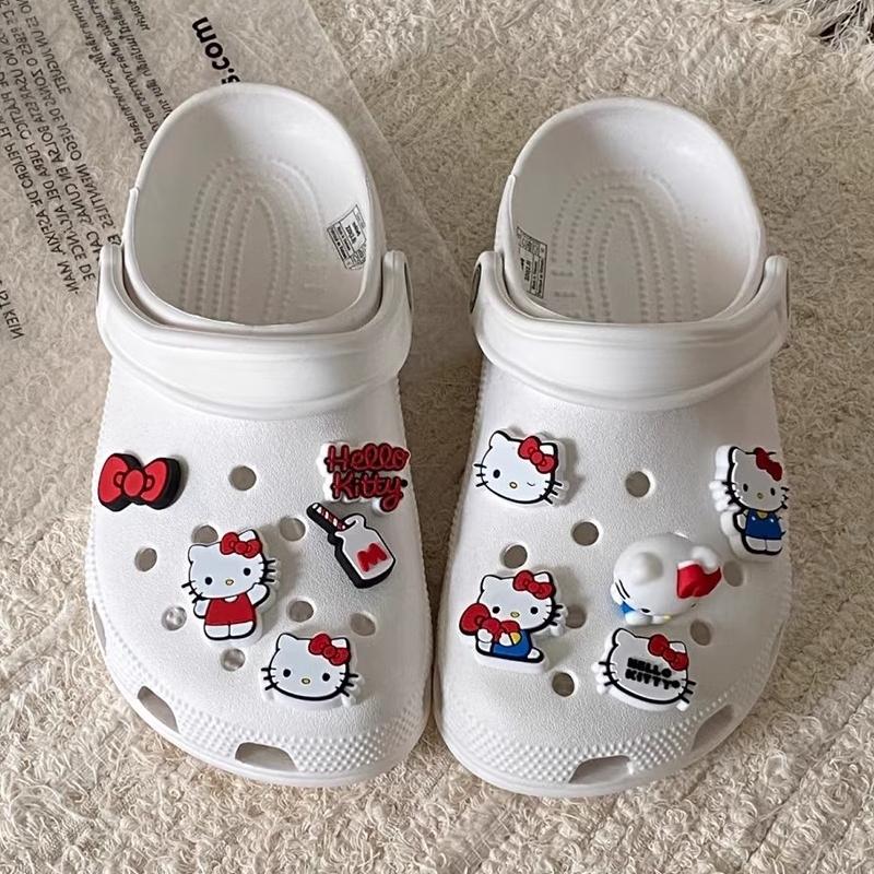 

10pcs/Set Hello Kitty Bowknot DIY Sandal Charms Sweet Cute Cartoon PVC Garden Shoes Buckle Accessories Party Gifts