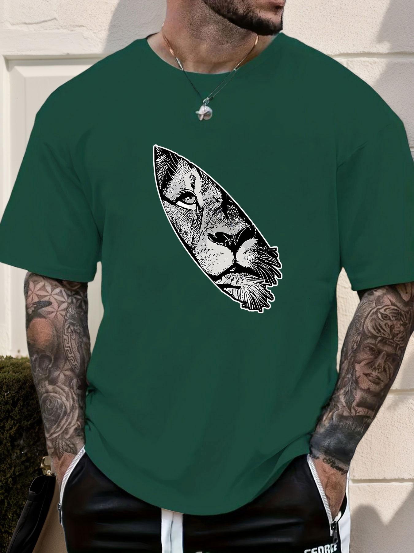 

Mens Lion Head Graphic T Shirt Summer Soft Comfort Fit Oversized Daily Wear Tee 3XL