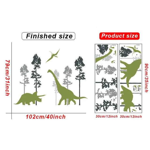 Forest Dinosaur PVC Wall Stickers Cartoon Kid Wall Decals Removable Decals Wallpapers for Children Bedroom Nursery Home Decor