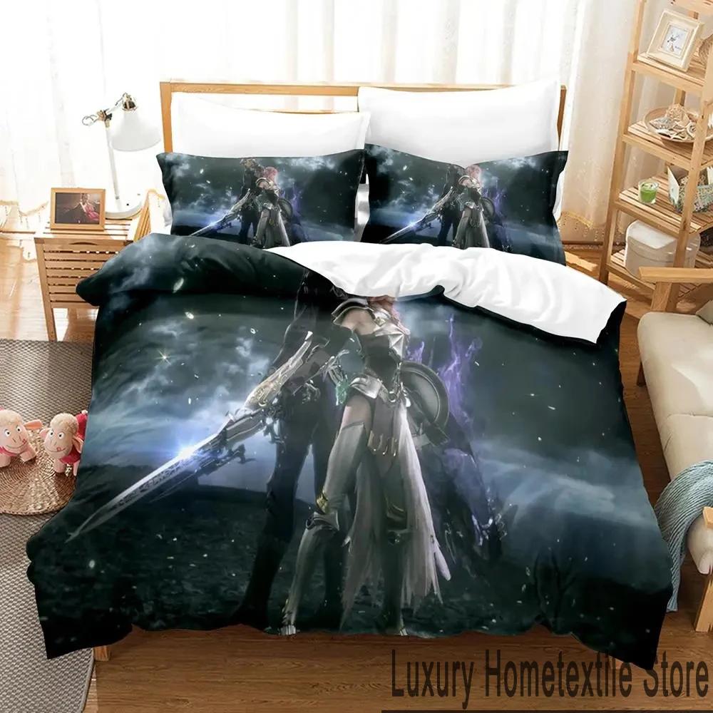 3D Print Anime Game FINAL FANTASY XIII-2 Bedding Set Boys Girls Twin Queen King Size Duvet Cover Pillowcase Bed Boys Adult