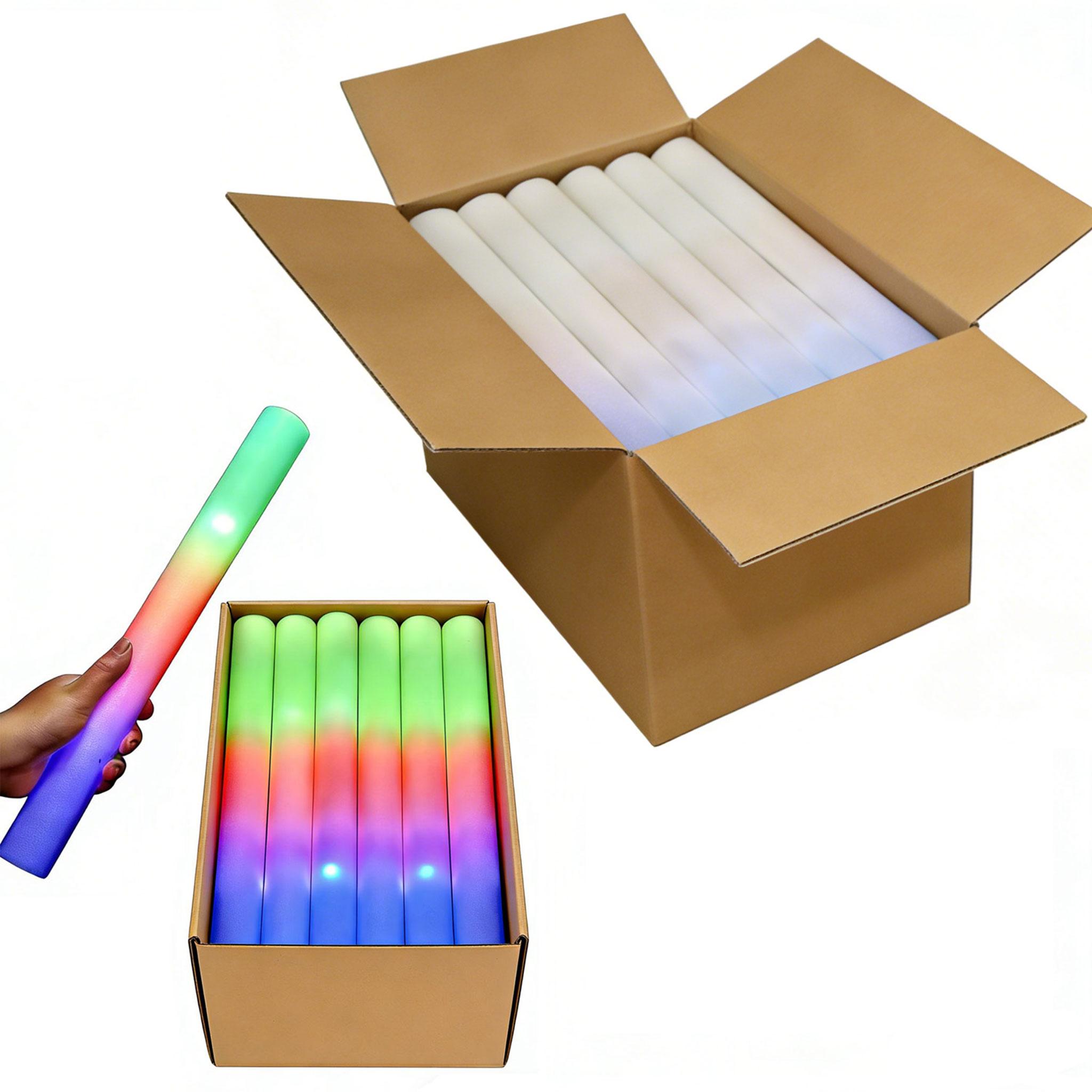 

LED Foam Glow Sticks 14” Colorful Flashing Wand with 3 Modes Foam Light Up Sticks Glow in the Dark Neon Party Wedding With Boxs