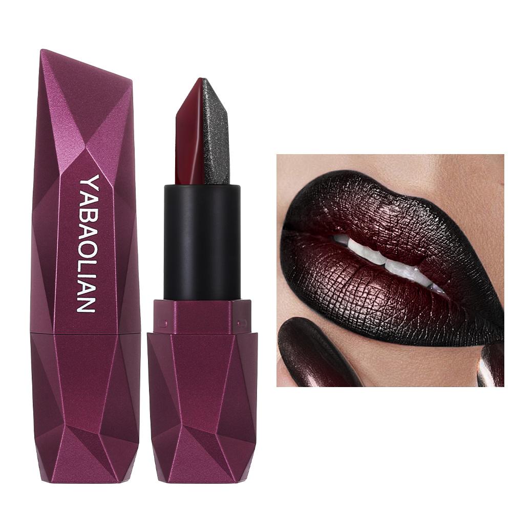 Dual Color Pearl Lipstick Red & Black Two-Tone Lipstick with Gold Shimmer Hydrating Watery Glossy Finish Long-Lasting Non-Sticky Lip Makeup