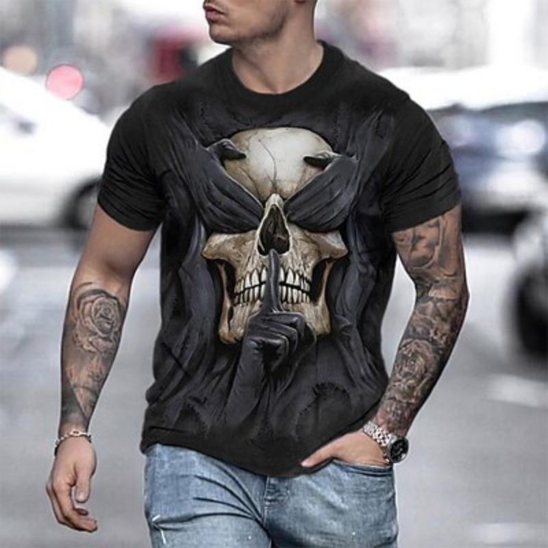 Men's Skull Graphic Prints Shirt T Shirt Tee Retro Shirts Short Sleeve T Shirt 3D Print Round Neck Shirt Vintage Designer Retro Street Daily Holiday