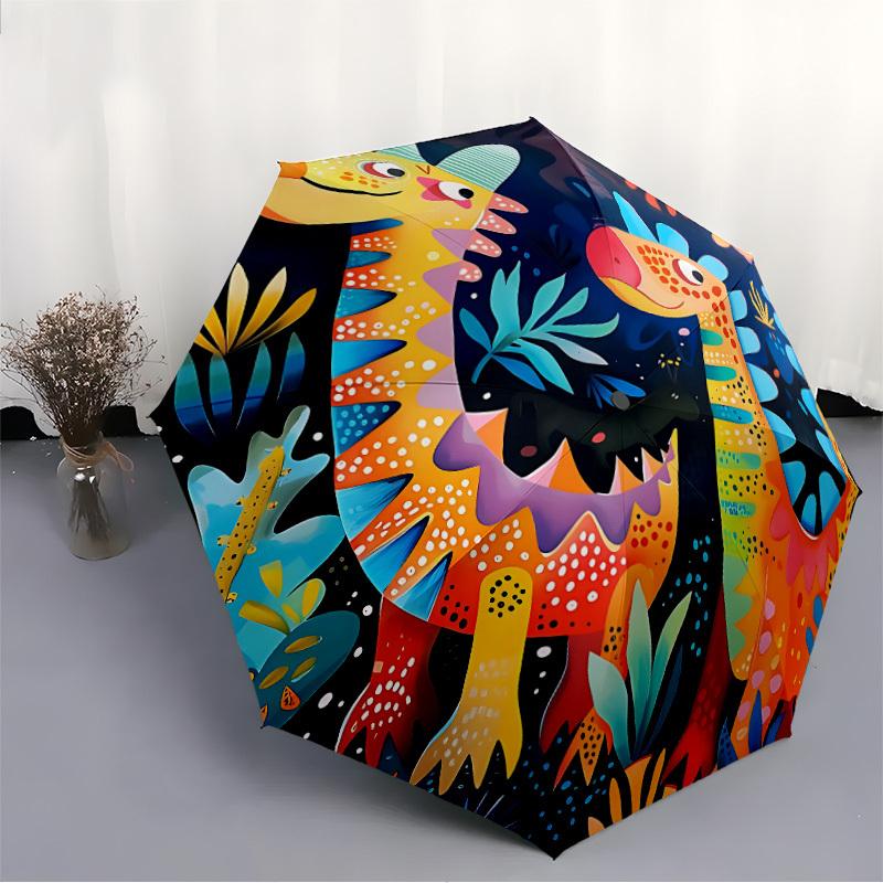 1pc Dino Jungle Automatic Open/Close Umbrella Compact Folding Umbrella, All-Season Portable Umbrella for Women/Men F1124111