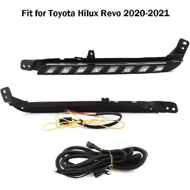 Daytime Running Light For Toyota Hilux Revo Rocco 2020 2021 Replacement Dynamic Yellow Turn Signal Lamp For Hilux LED Light Bar with Wiring Harness