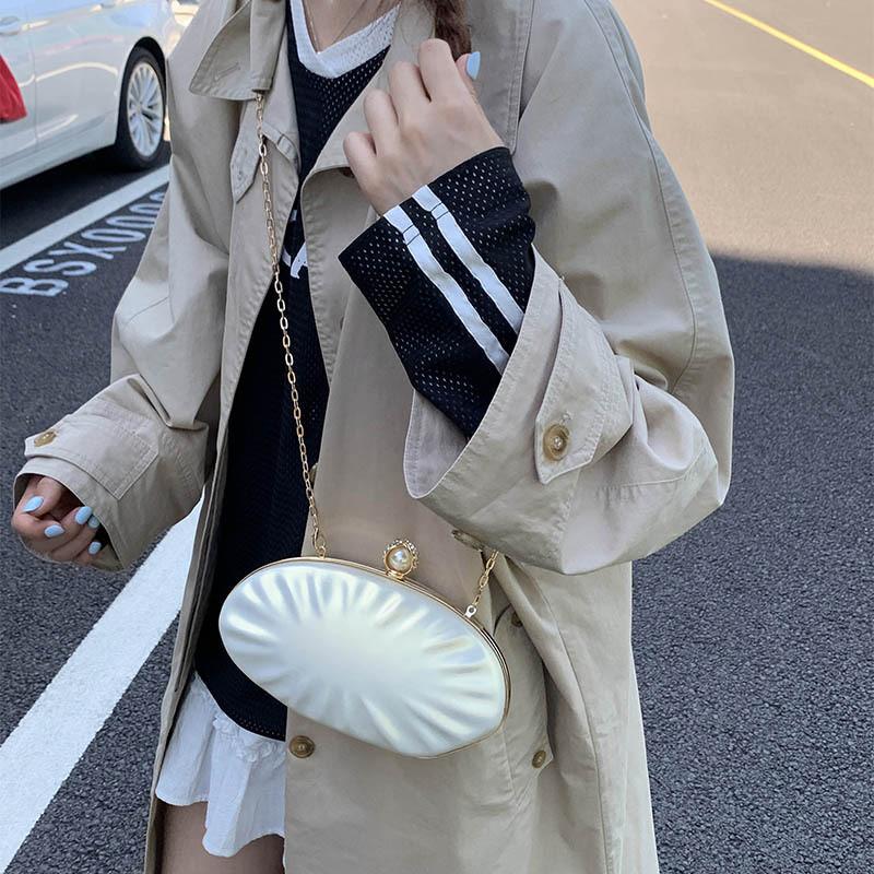 Acrylic Shell Clutch Bag With Chain Strap For Womens Daily Use