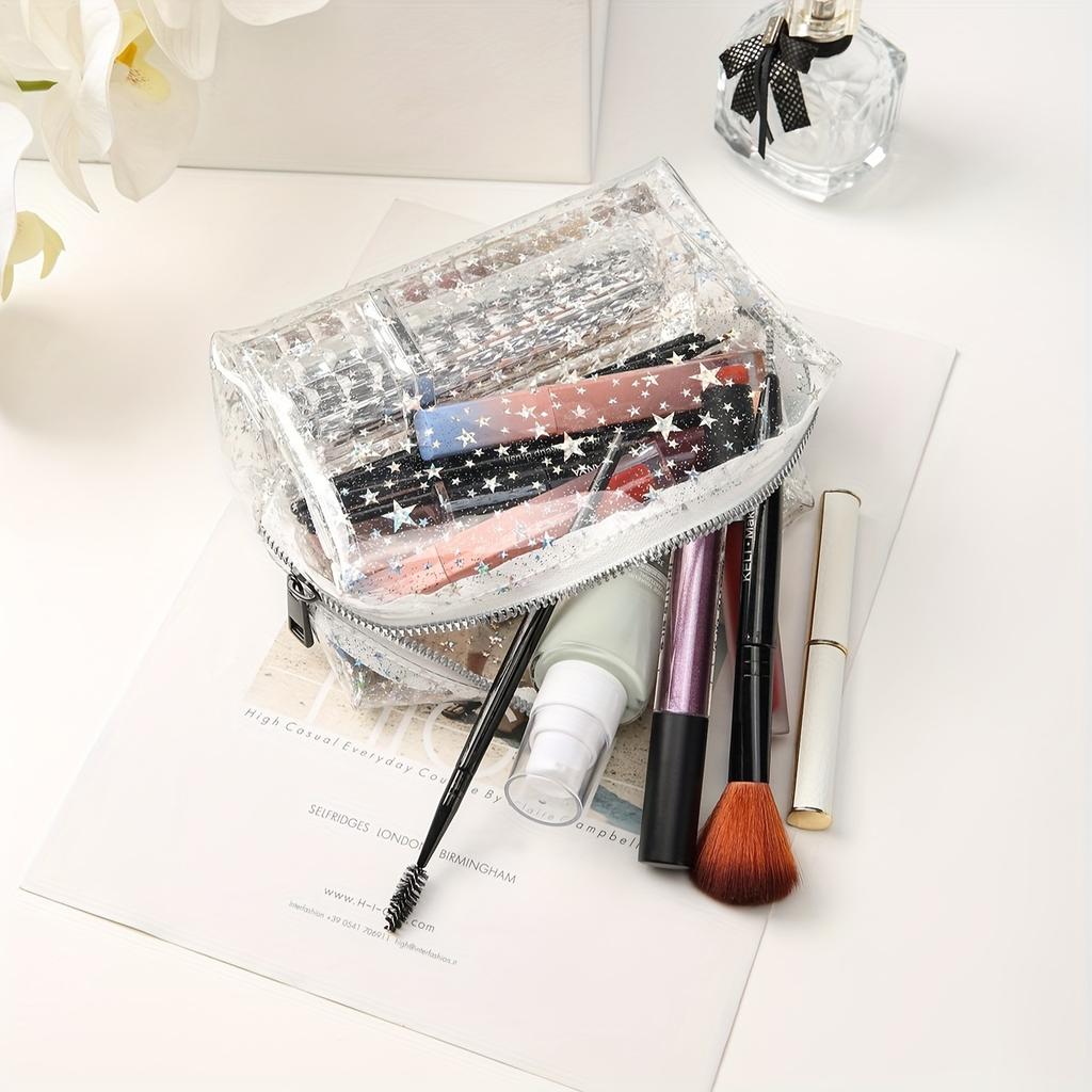 PVC Trendy Star Series Storage Cosmetic Transparent  Fashion Square Travel Makeup Bag