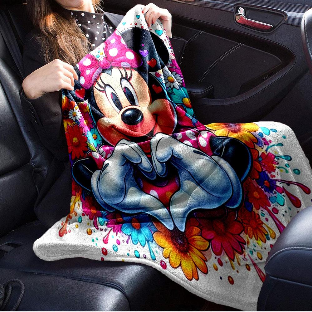 1pc Velvet Heart-Shaped Minnie Mouse Bedding Throw Blanket, Sofa Cover, Gift for, Home Decor, Valentine's Day Present,