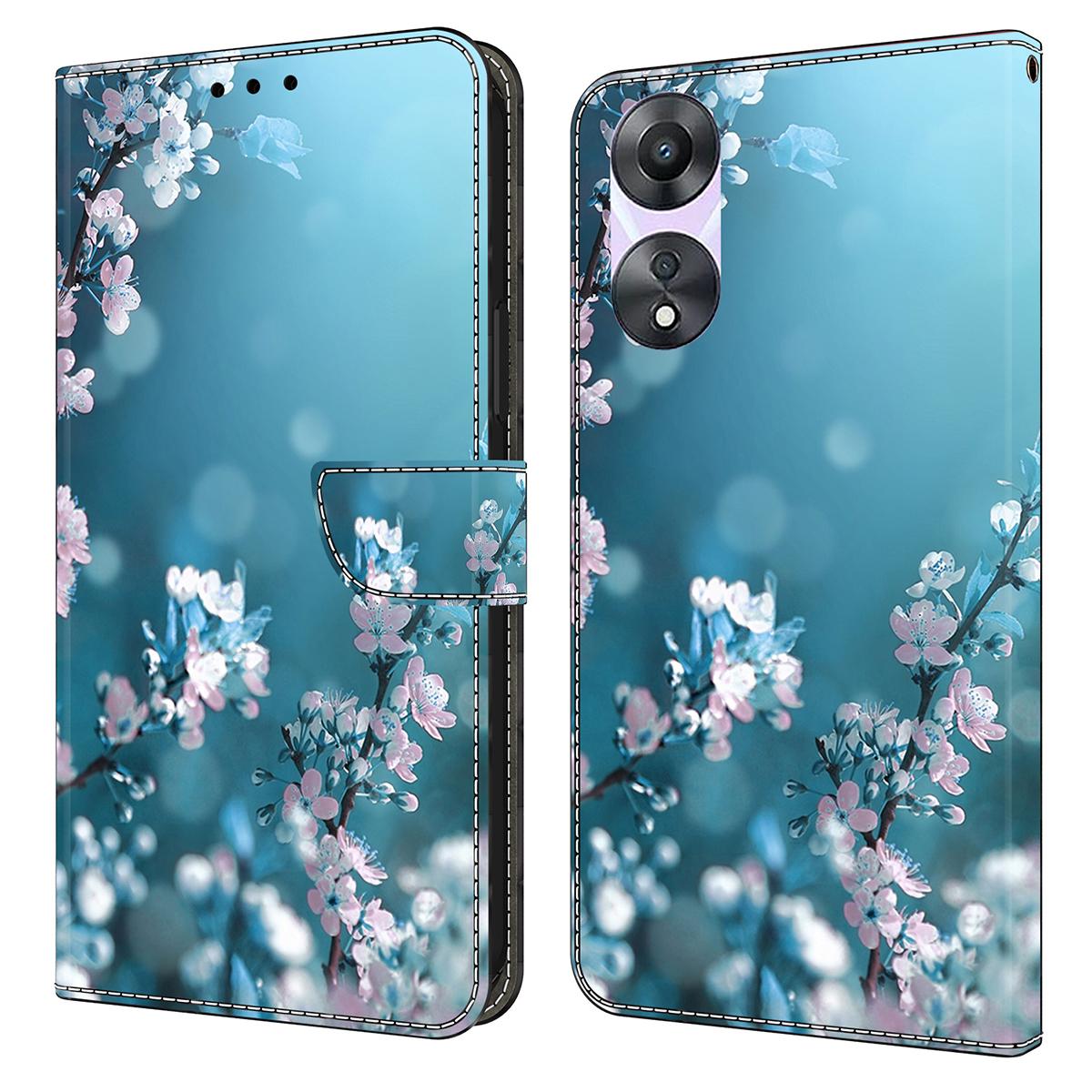 

For Oppo A58 5G/A78 5G Case 3D Pattern Printing Magnetic Clasp Wallet Cover Plum Blossoms