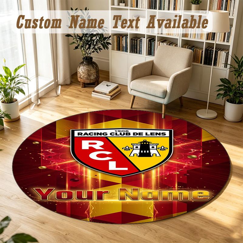 Round Rug Custom Nameracing Club De Lens Pattern Non Slip Carpet Home Floor Decor