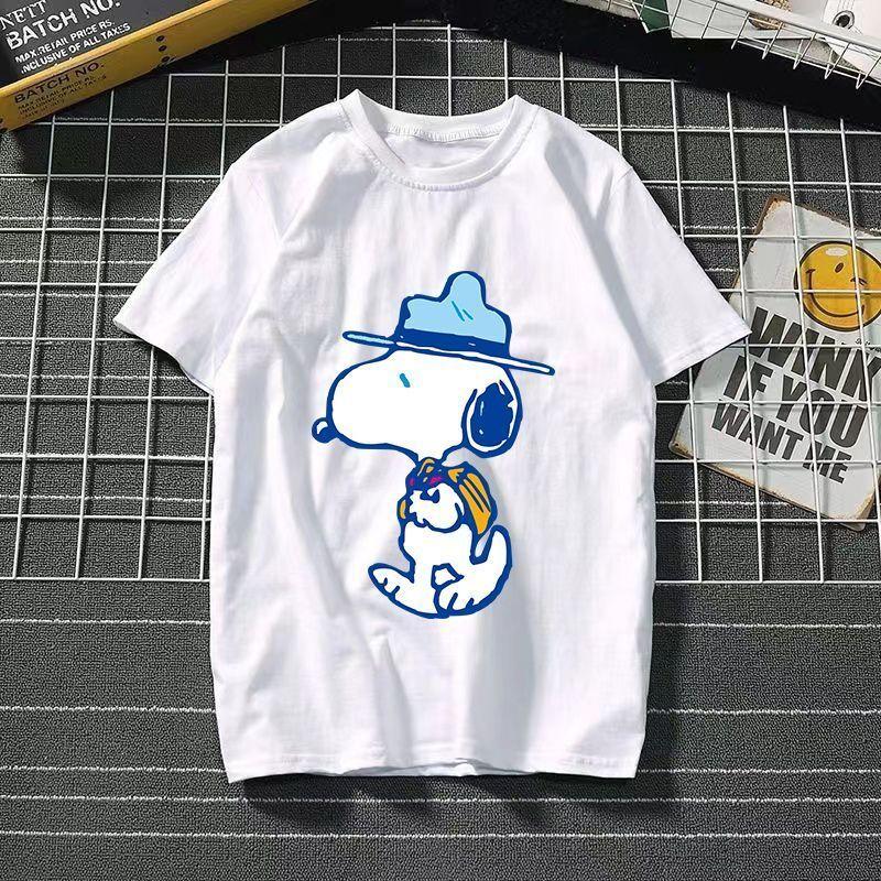 Funny Summer Fashion Snoopy Cartoon Printed Men's and Women's T-Shirts High Quality Cotton Casual Sports Short Sleeves Tops