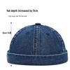 Unisex Washed Denim Skullcap: Street Style Brimless Hat for Hip Hop Fashion