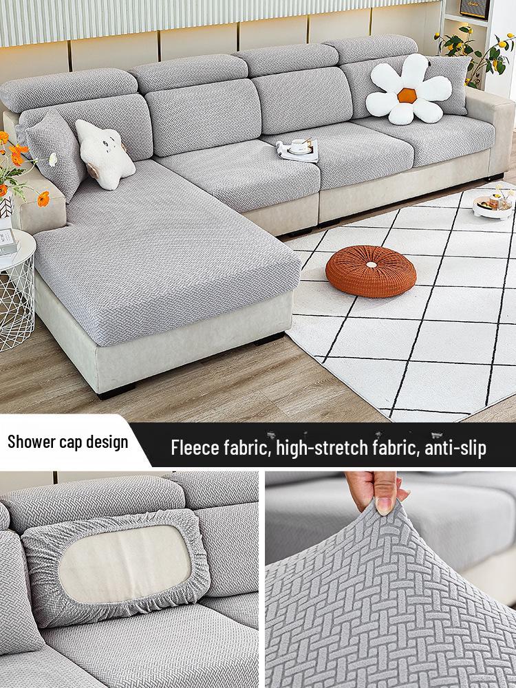 Thickened Non-Slip Polar Fleece Sofa Cover: Elastic, Full Coverage, Dustproof, High-Grade Design