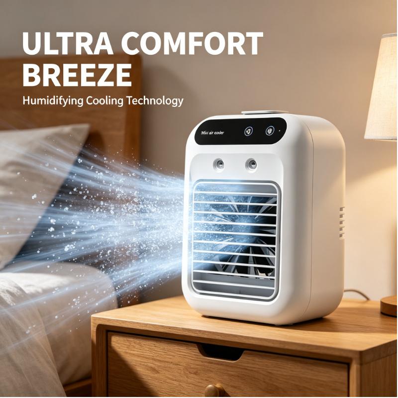 Mini 3-in-1 Klimaanlage Ventilator Tragbarer Verdunstungskühler Luftbefeuchter Leises Kühlgerät für Zuhause Büro Schlafzimmer