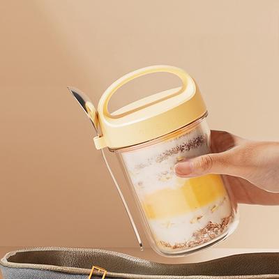430ML Nye Frokostkopper Havregrøt Korn Nøtter Yoghurt Salatkopp Lekkasjesikker Glass Havregrynbeholder Med Lokk Skje Matoppbevaringsboks