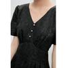 Retro Jacquard Bubble Sleeve V-Neck Dress
