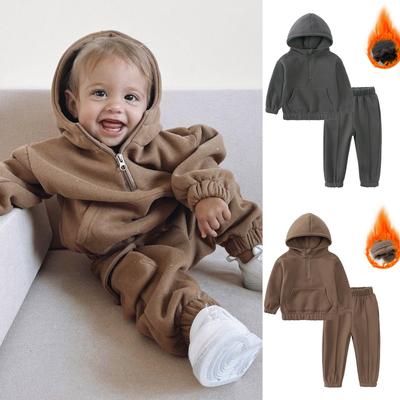 Herbst- und Winterpulloveranzüge für Jungen und Mädchen, lässige Sportanzüge für Babys, zweiteiliger Anzug mit Kapuze für Kinder