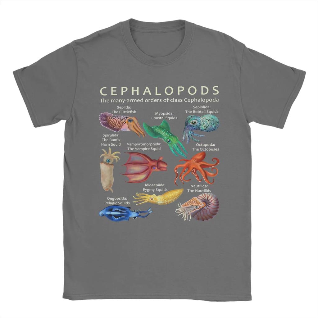 Tričko Cephalopod- Chobotnice Sépie Sépie a Loděnka pro Muže Čistá Bavlna Úžasné Tričko s Kulatým Výstřihem Trička Topy Nápadná Trička