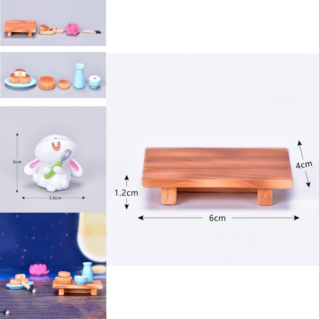 Charming Resin Rabbit Eat Mooncake Micro Landscape Decor Ideal For Festive Home Decor