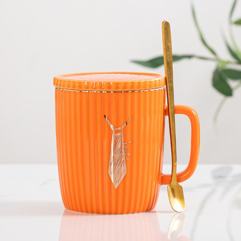 European Ceramic Mug Striped Mug Set Couple Cup Advertising Gift Souvenir