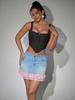 Rose Beauty A  Square Neck Overbust Hook And Eye Front Jacquard Print Lace Up Back Backless Corset Shapewear Crop Cami Top