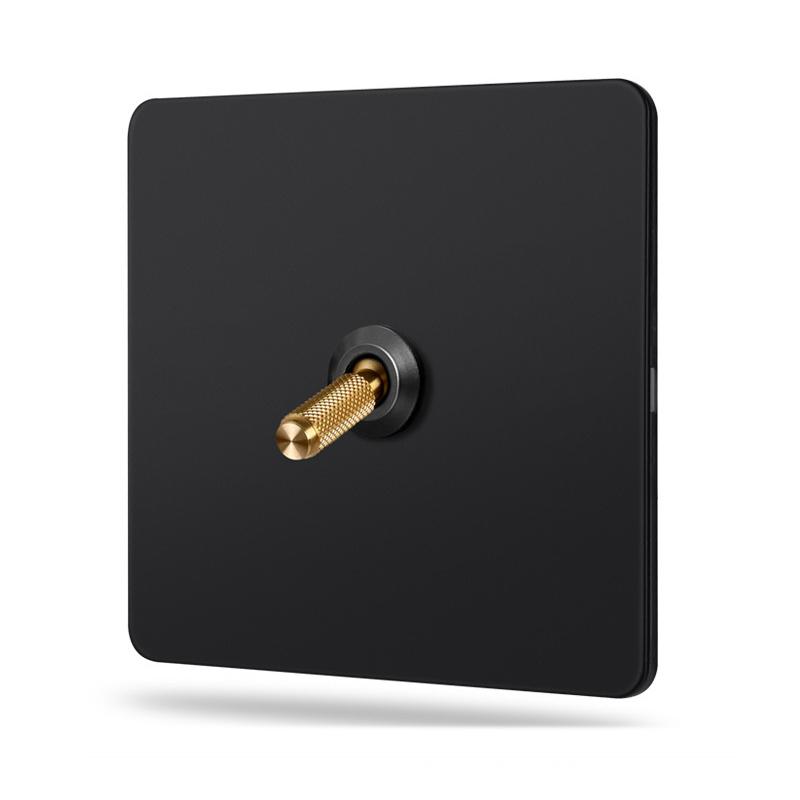 LangYeao UK Vintage Brass 1/2/3/4 Gang 2 Way Toggle Switch Socket Gold Solid Brass Lever Matt Black Stainless Steel Panel Retro 86mm*86 mm&Uk Standard