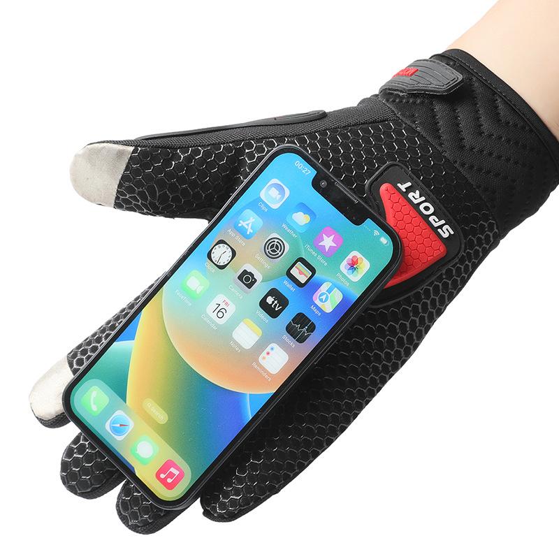 Riding Gloves Non Slip Driving  Outdoor Cycling Touch Screen Electric Bike Windproof and Cold Mountain Climbing Men's Fingers Spring and Autumn