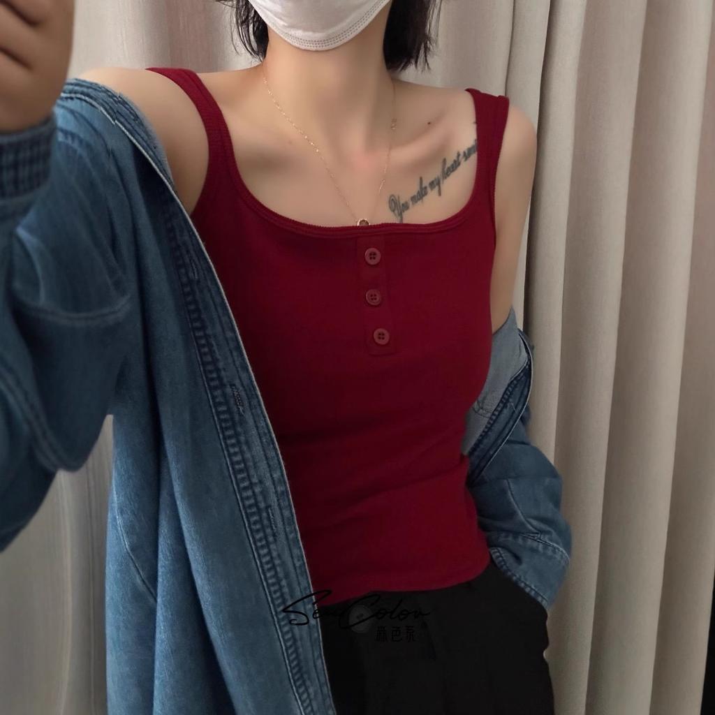 New Autumn and Winter Slim Everything Simple Fashion Vest Button Design Sense Thread Ground Hair Slim-fit Waistcoat