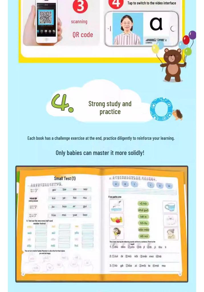 Preschool Pinyin Training: 4-Volume Daily Exercise Book for Learning Chinese Pinyin