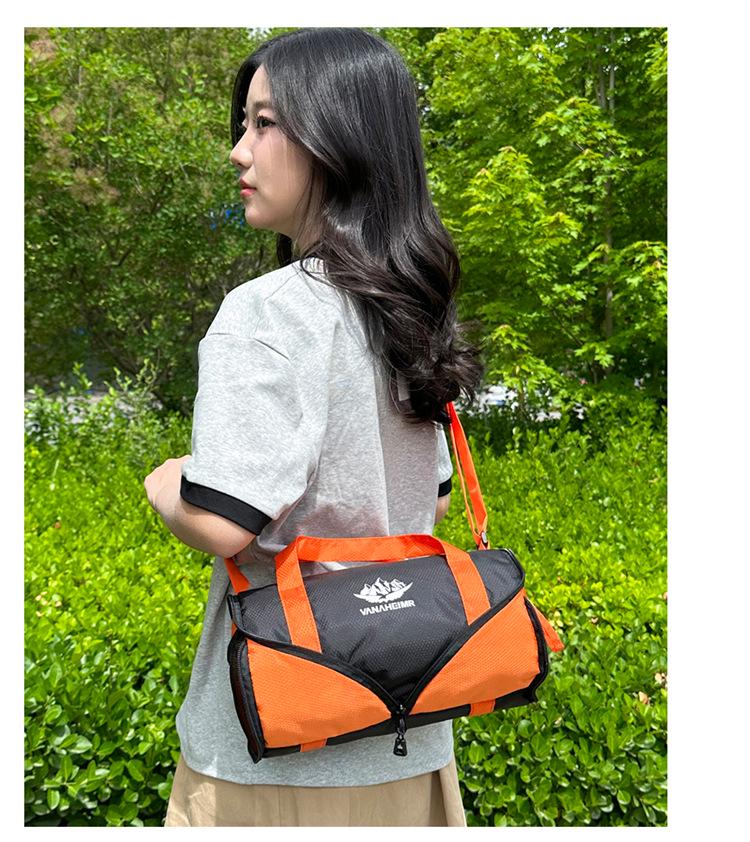 Katlanabilir Tek Omuz Seyahat Spor Çantası: Hafif, Yuvarlak Namlu Tasarımı, Renk Bloklu Moda, Dış Mekan Çapraz Vücut Depolama.