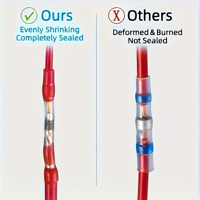 50pcs Heat Shrinkable Solder Sleeves | Thickening Solder Ring Shrinkable Tube, Wire Crimp Butt Terminals Connectors with Box, PE Material