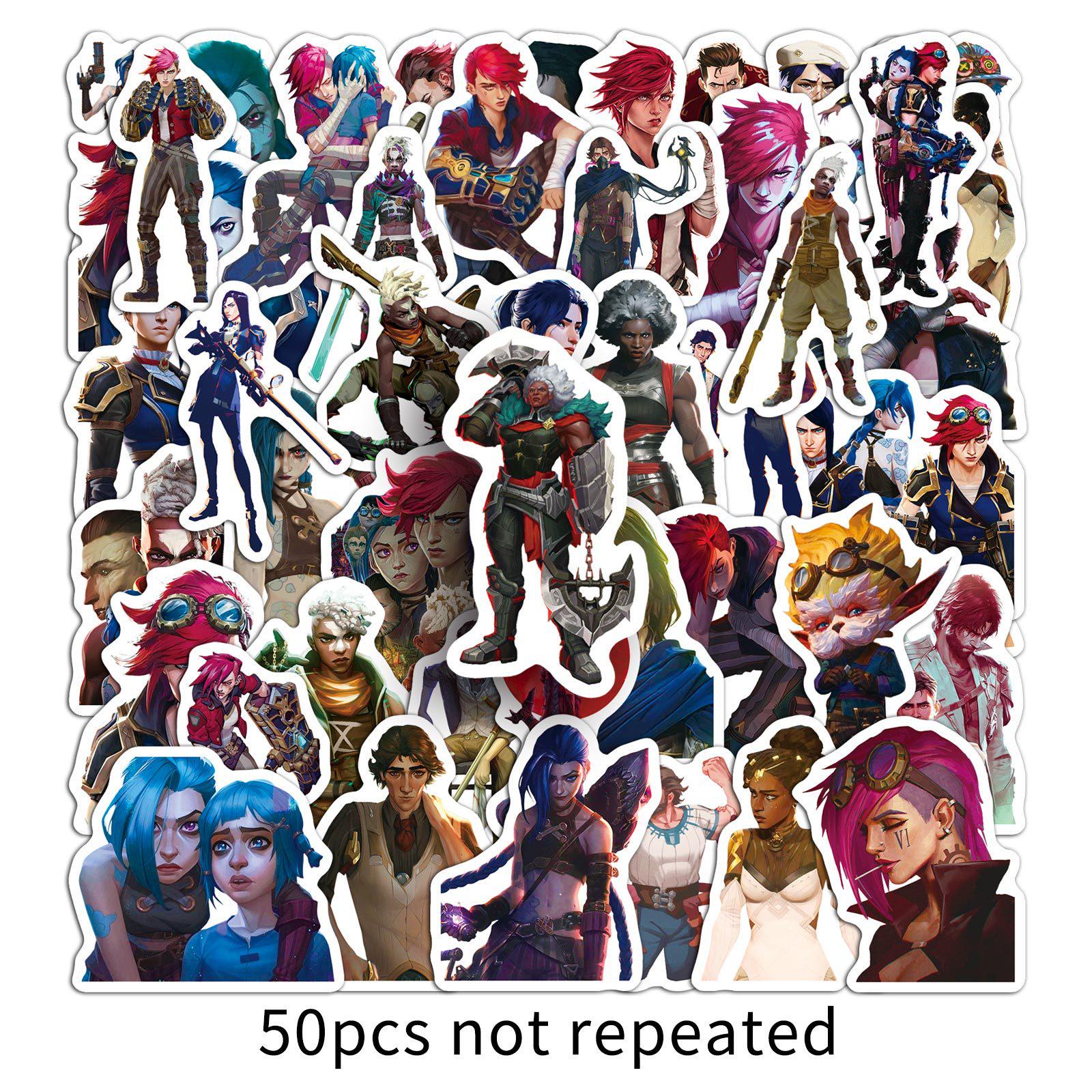 50 Battle of the Two Cities Cartoon Stickers: League of Legends Characters for Power Banks & Motorcycles