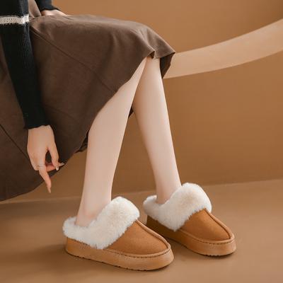 Mode Pelz Hausschuhe Damen Winter Plüsch Sandalen Luxus Slip-on Plateau Pantoletten Weiblich Dicke Sohle Designer Baumwolle Hausschuhe