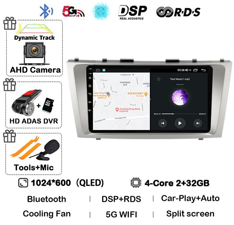 Android 14 Carplay Wifi+4G Car Radio For Toyota Camry 7 XV 40 50 2006-2011 4G Multimedia Player Navigation GPS Stereo 360 Camera