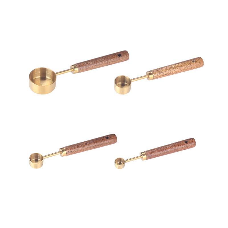 Stainless Steel Measuring Spoon Set with Wooden Handle