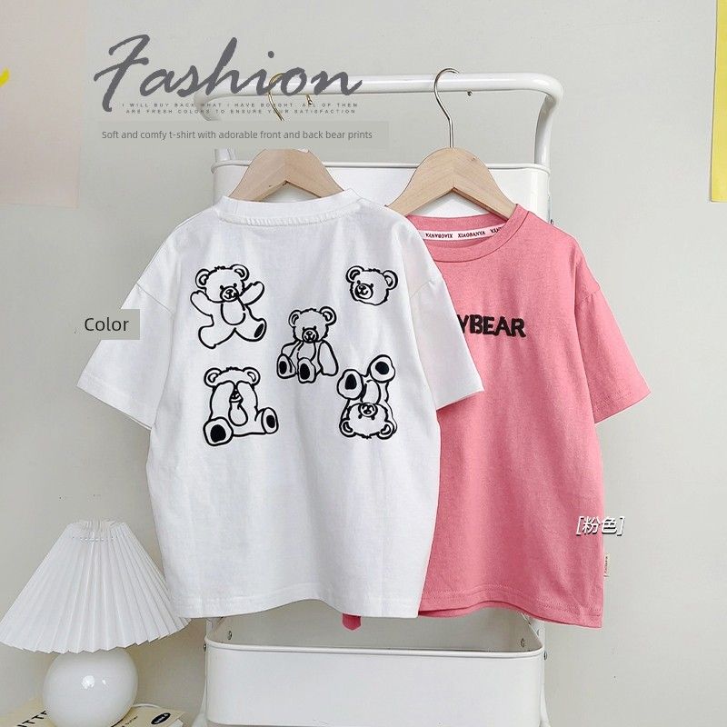 Boys' Printed Short-Sleeve Foam Print T-Shirt, Summer Style, Children's Clothing, Toddler Half-Sleeve Top, Trendy and Thin for Summer