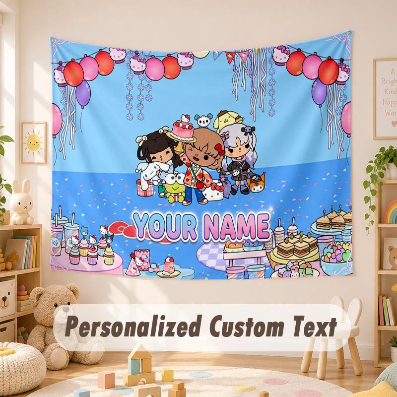 Custom Name Text Tapestry,Toca Boca Boho Wall Hanging, Decorative Backdrop Tapestry For Room